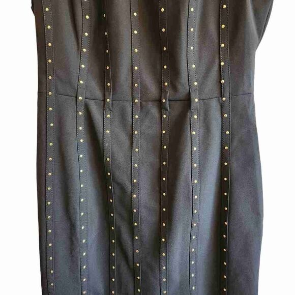 Calvin Klein Black and Gold Sleeveless Sheath Dress Size 6 - Picture 4 of 5